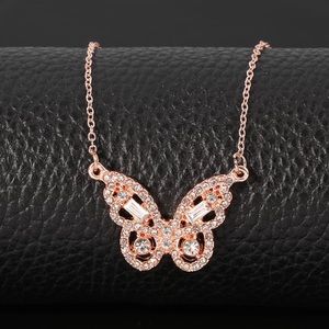 New Rose Gold Sterling Silver Butterfly adjustable Necklace